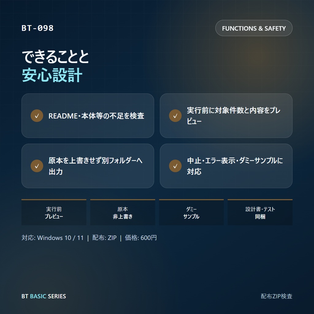 配布ZIP検査 BASIC|README・本体等の不足を検査