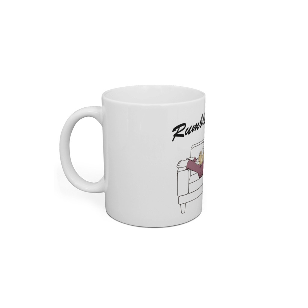 ソファでコーギーと マグカップ