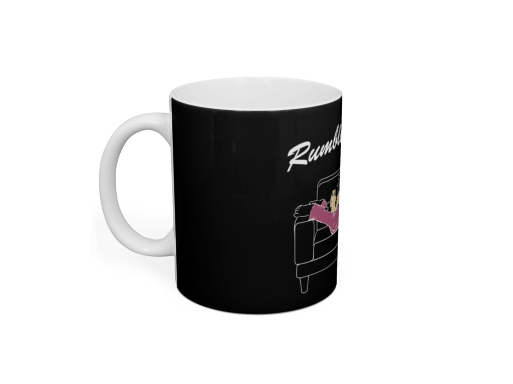 ソファでコーギーと マグカップ