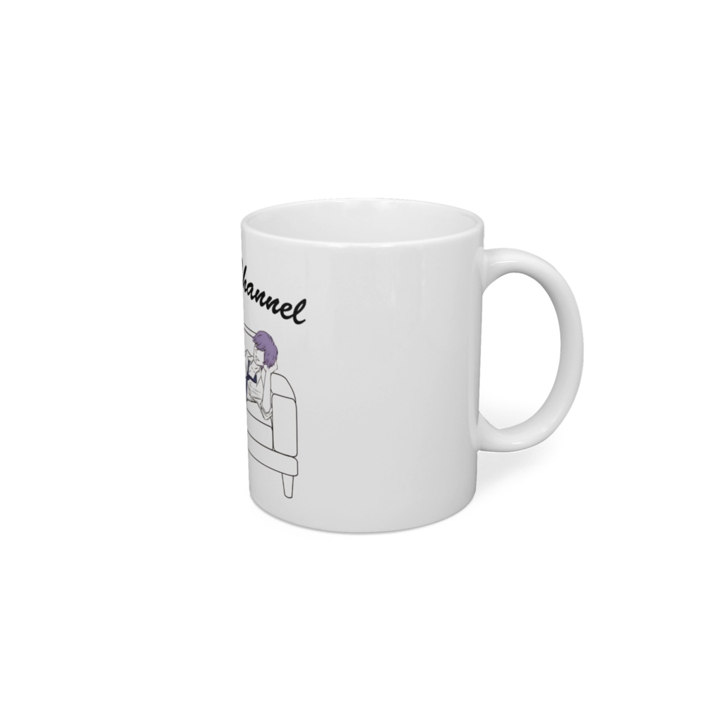 ソファでコーギーと マグカップ