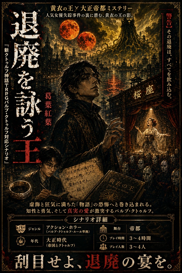 新クトゥルフ神話TRPGシナリオ『退廃を詠う王』