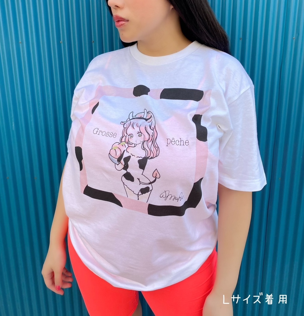"Grosse peche " 桃だらけTシャツ