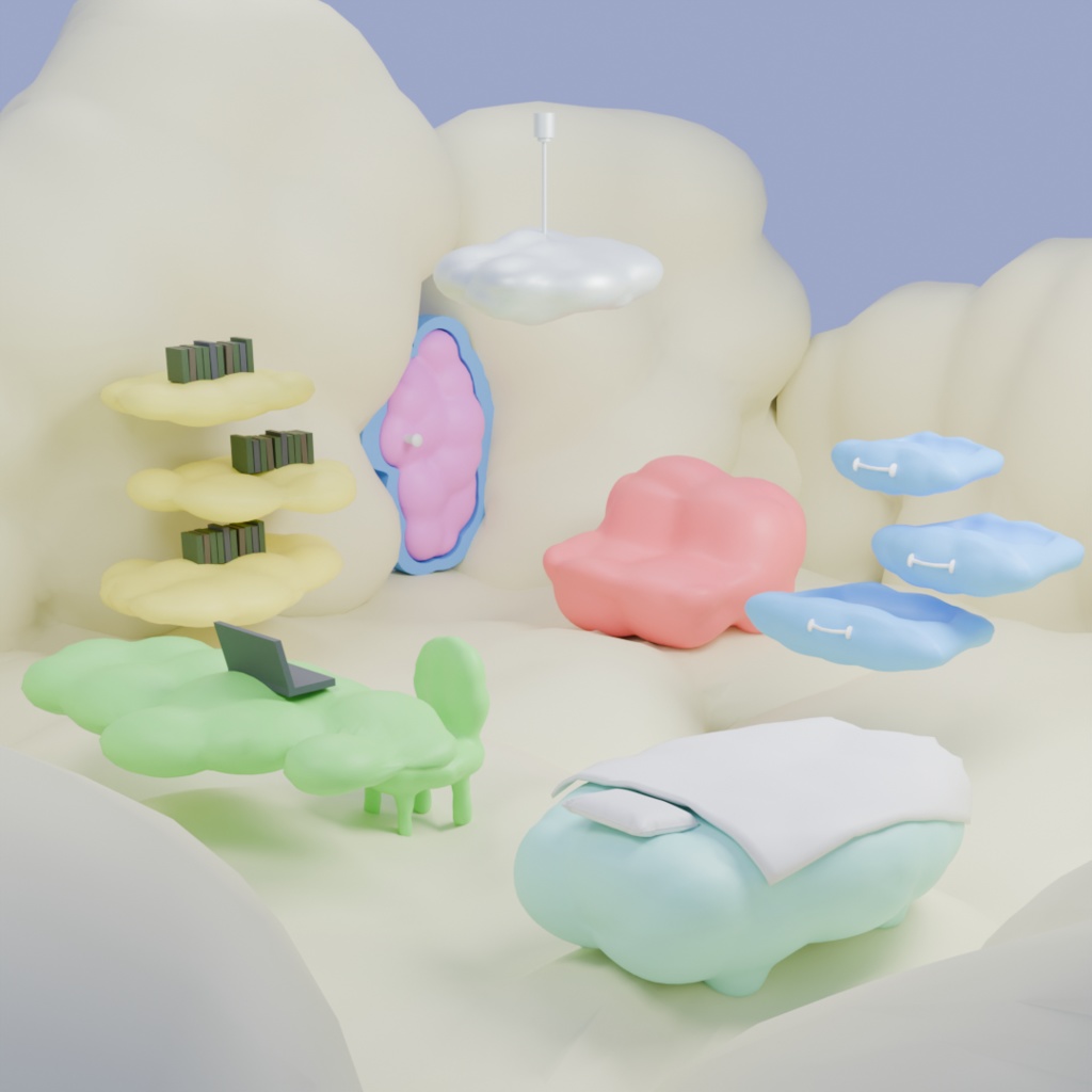 雲をイメージしたミニマル家具セット｜Cloud Furniture Pack