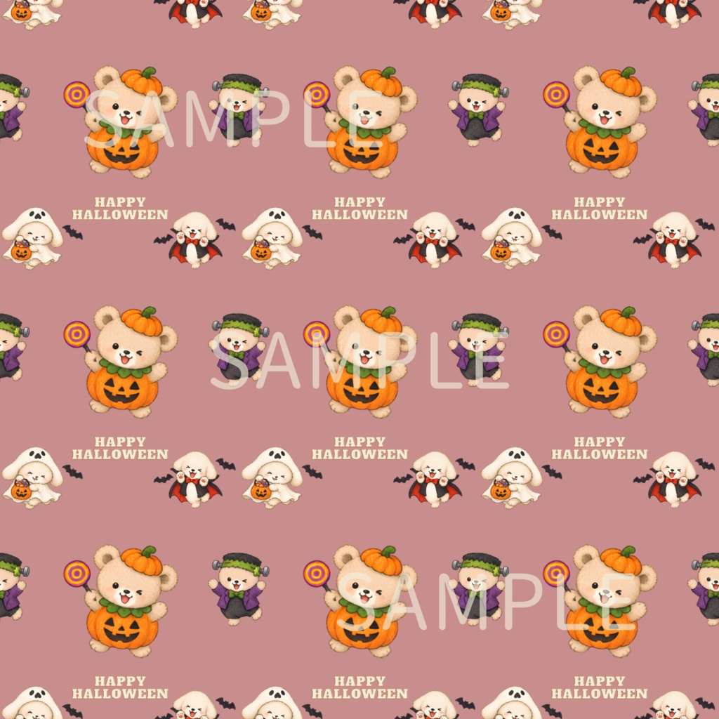 ハロウィン シームレスデジタルペーパー 5枚セット|DIGITAL DESIGN PAPER HAPPY HALLOWEEN SET OF5
