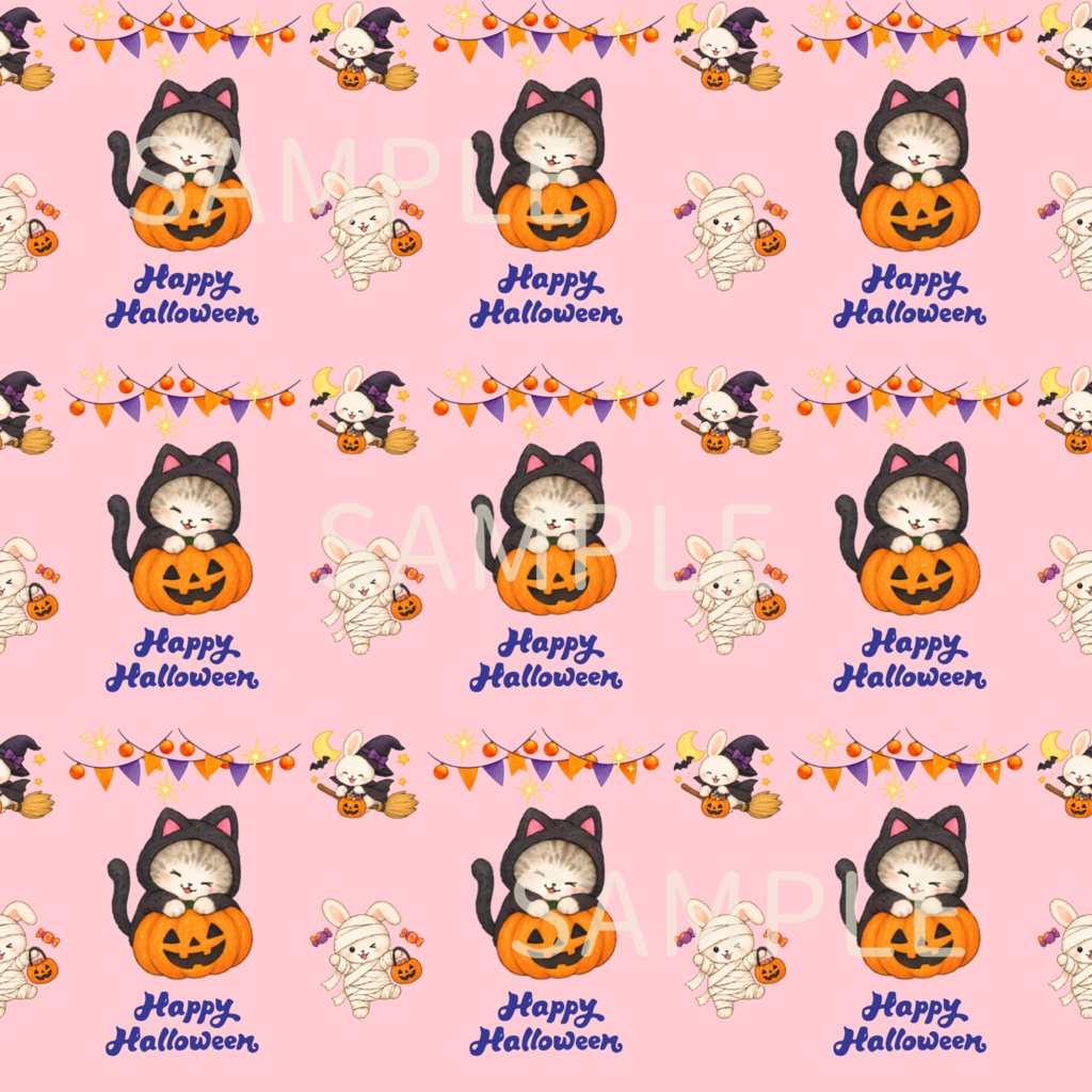 ハロウィン シームレスデジタルペーパー 5枚セット|DIGITAL DESIGN PAPER HAPPY HALLOWEEN SET OF5