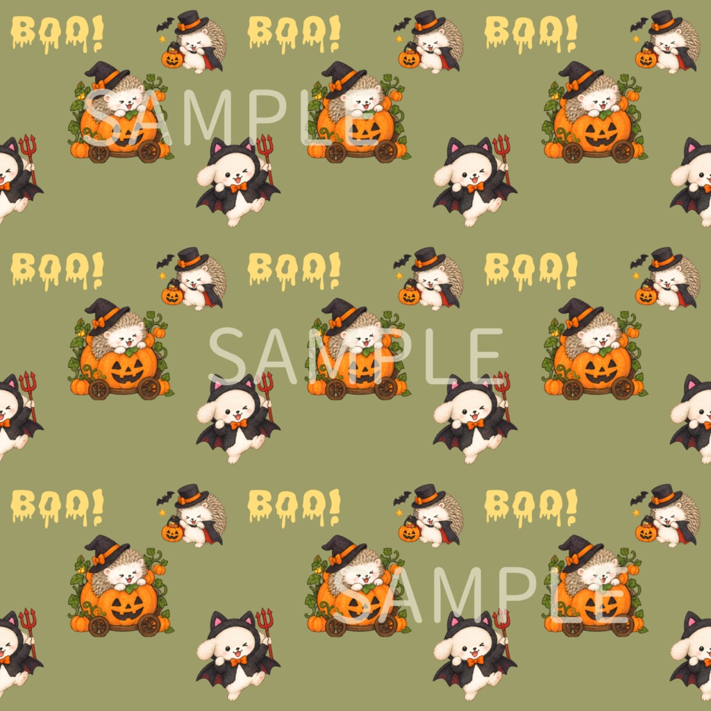 ハロウィン シームレスデジタルペーパー 5枚セット|DIGITAL DESIGN PAPER HAPPY HALLOWEEN SET OF5