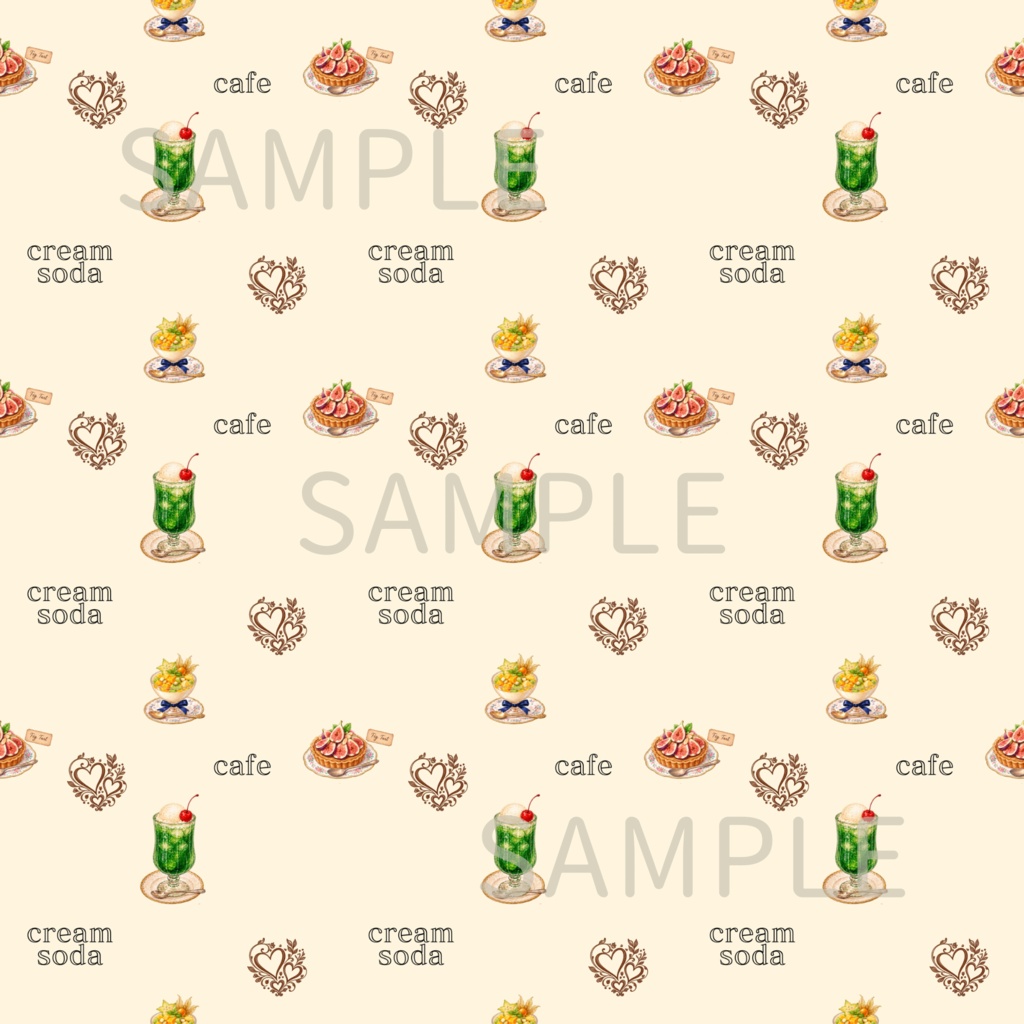レトロ|カフェ|シームレスデジタルペーパー3枚セット|DIGITAL DESIGN PAPER SET OF3