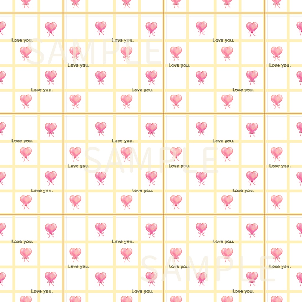Loveyou.|ハート|チェック|シームレスデジタルペーパー6枚セット|DIGITAL DESIGN PAPER SET OF6