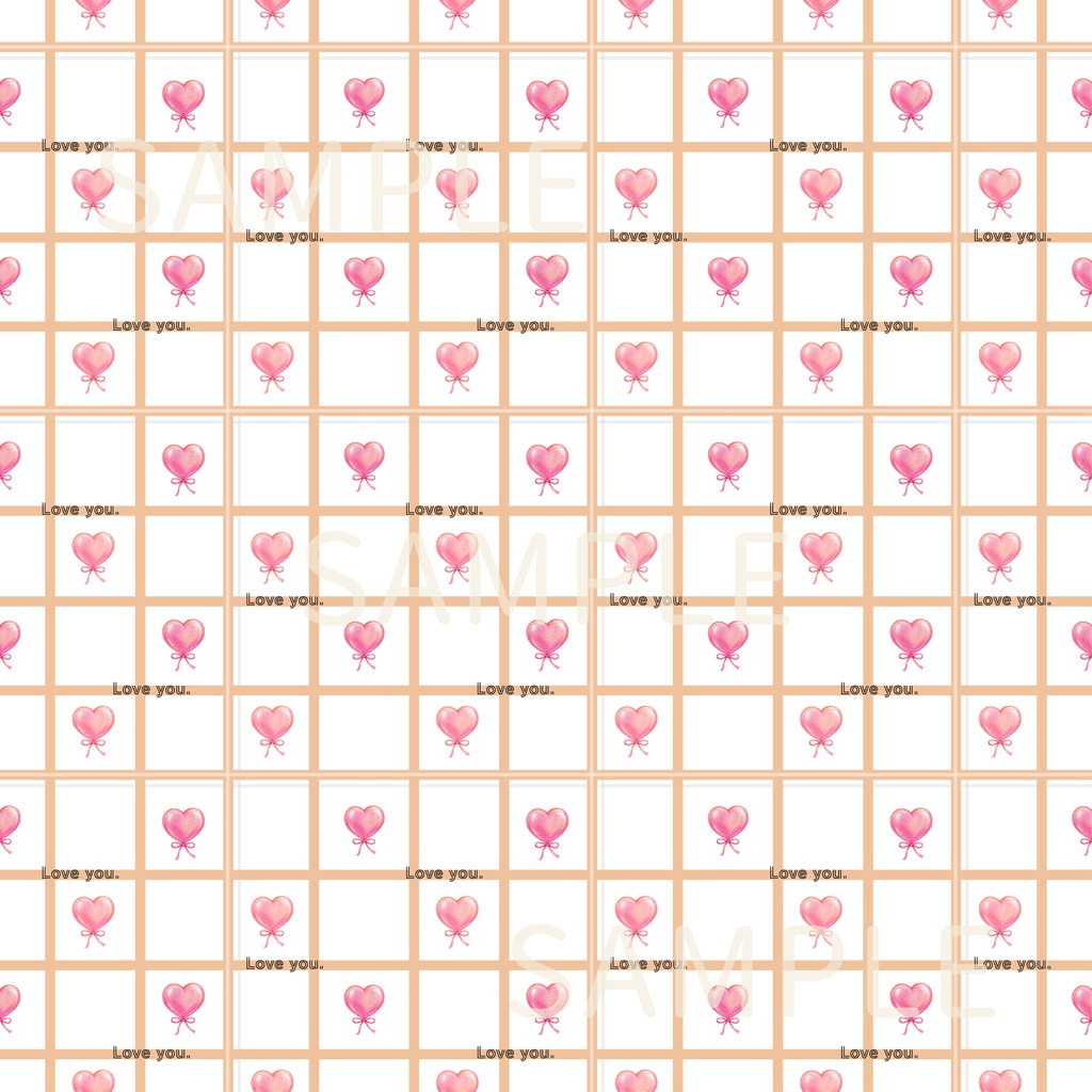 Loveyou.|ハート|チェック|シームレスデジタルペーパー6枚セット|DIGITAL DESIGN PAPER SET OF6