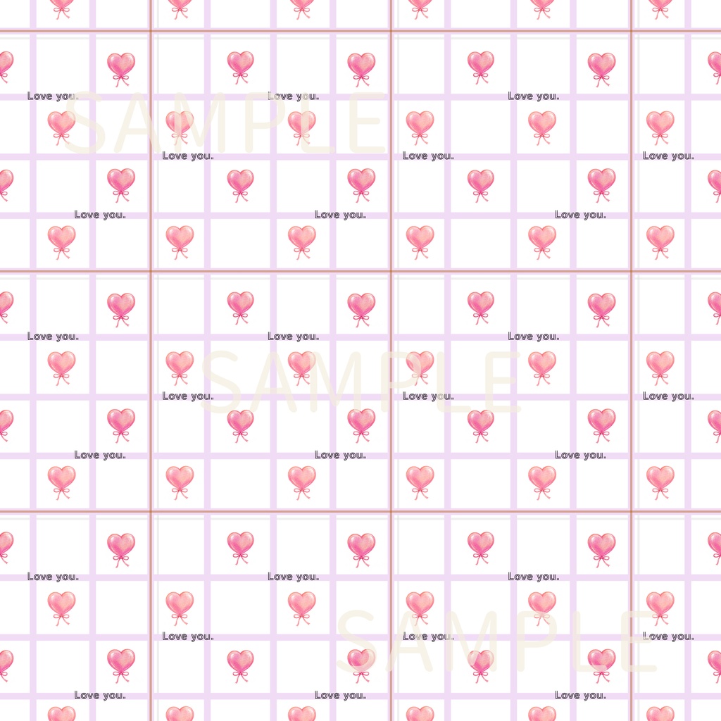 Loveyou.|ハート|チェック|シームレスデジタルペーパー6枚セット|DIGITAL DESIGN PAPER SET OF6