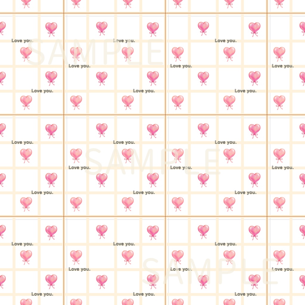 Loveyou.|ハート|チェック|シームレスデジタルペーパー6枚セット|DIGITAL DESIGN PAPER SET OF6