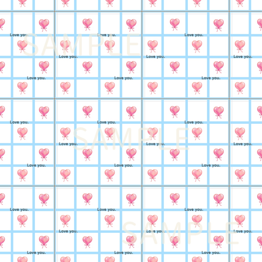 Loveyou.|ハート|チェック|シームレスデジタルペーパー6枚セット|DIGITAL DESIGN PAPER SET OF6