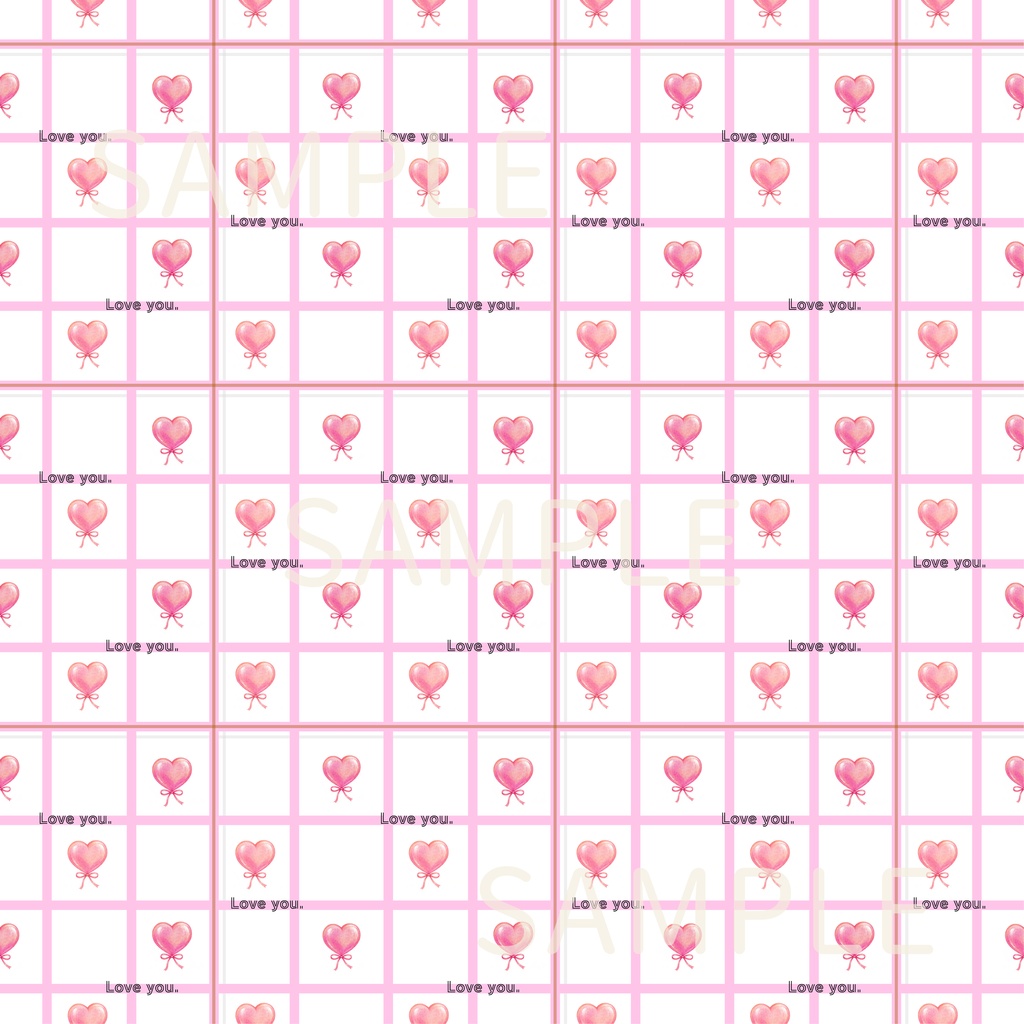 Loveyou.|ハート|チェック|シームレスデジタルペーパー6枚セット|DIGITAL DESIGN PAPER SET OF6