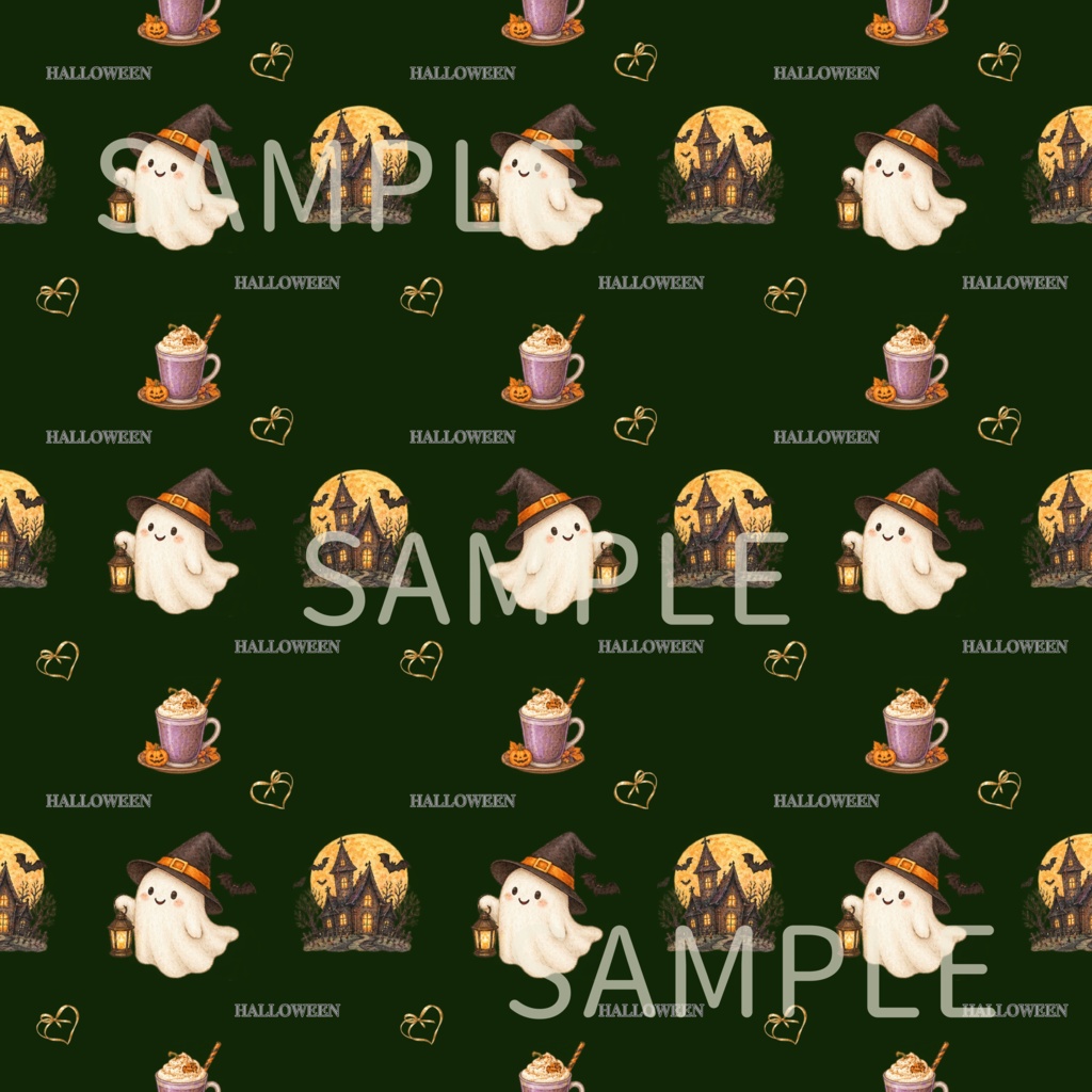 ハロウィン|ねこ|おばけ|シームレスデジタルペーパー3枚セット|DIGITAL DESIGN PAPER SET OF3