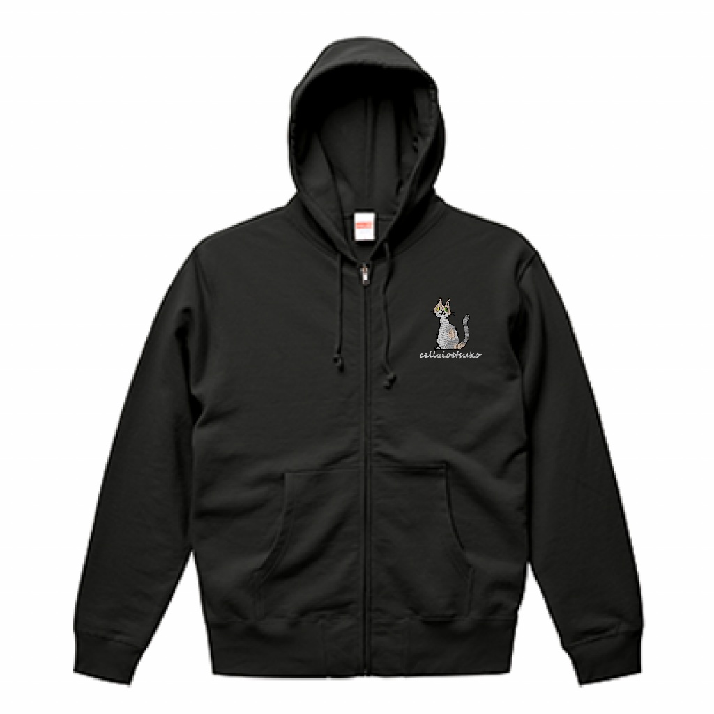 cellzio etsuko　A　 フルジップパーカー 色　ブラック グレー サイズ　S、M、L、XL、XXL