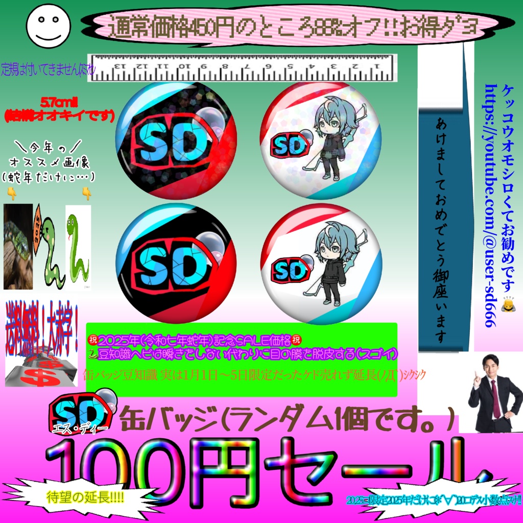 ㊗️2025年記念価格㊗️>>100円<<SDランダム缶バッジ