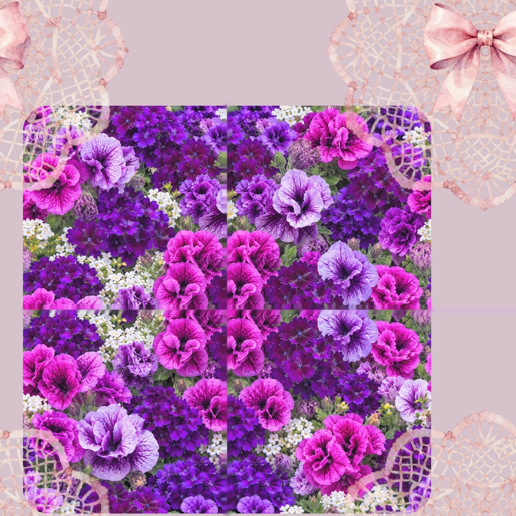 紫の花のシームレスペーパー 9枚セット|実写ベース 商用OK クレマチス パンジー 花柄 素材自分で撮影した花の写真から作った、紫の花のシームレスペーパー 9枚セットです💜 クレマチス、パンジー、ラベンダー、ひなげし、宝石柄など、 上品で華やかな紫で揃えたバリエーション。 密な柄から余白のある柄まで、組み合わせて使えます。 くり返し敷き詰められるシームレス仕様です。