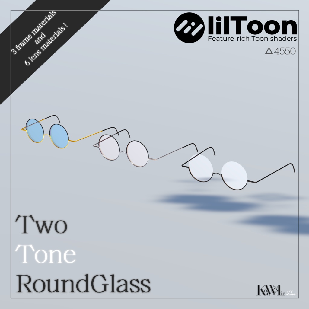 【VRCHAT想定3Dモデル】TwoToneRoundglass 【アクセサリ】 #KoiWasLie