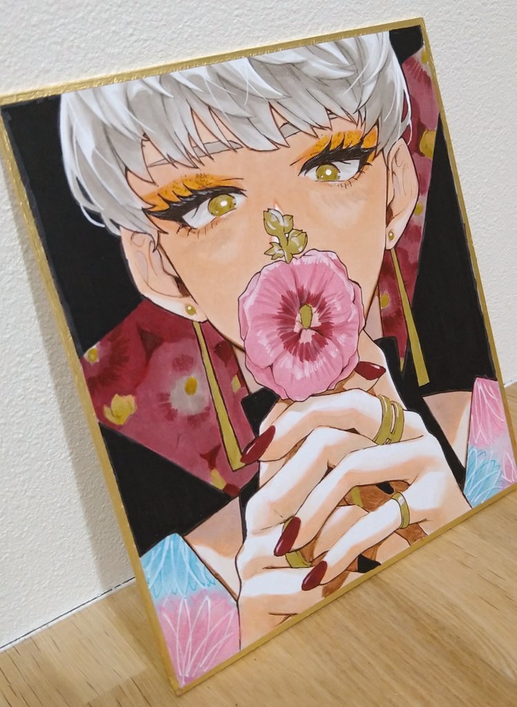 【色紙原画】立葵