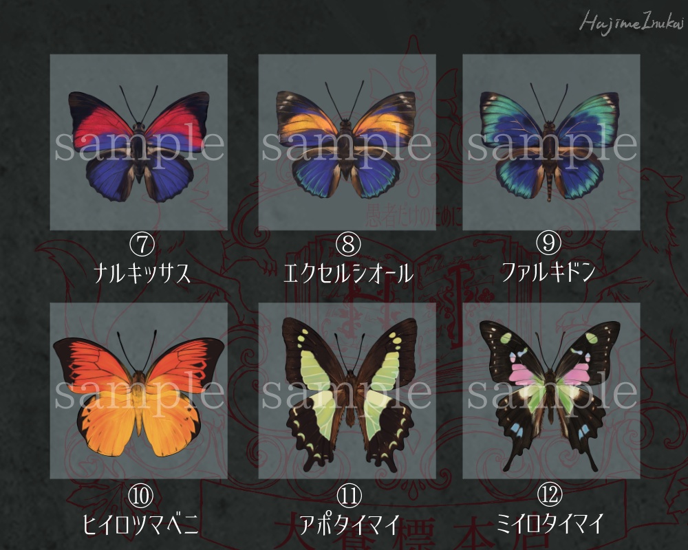 【全21種】蝶のプレパラート風アクキー