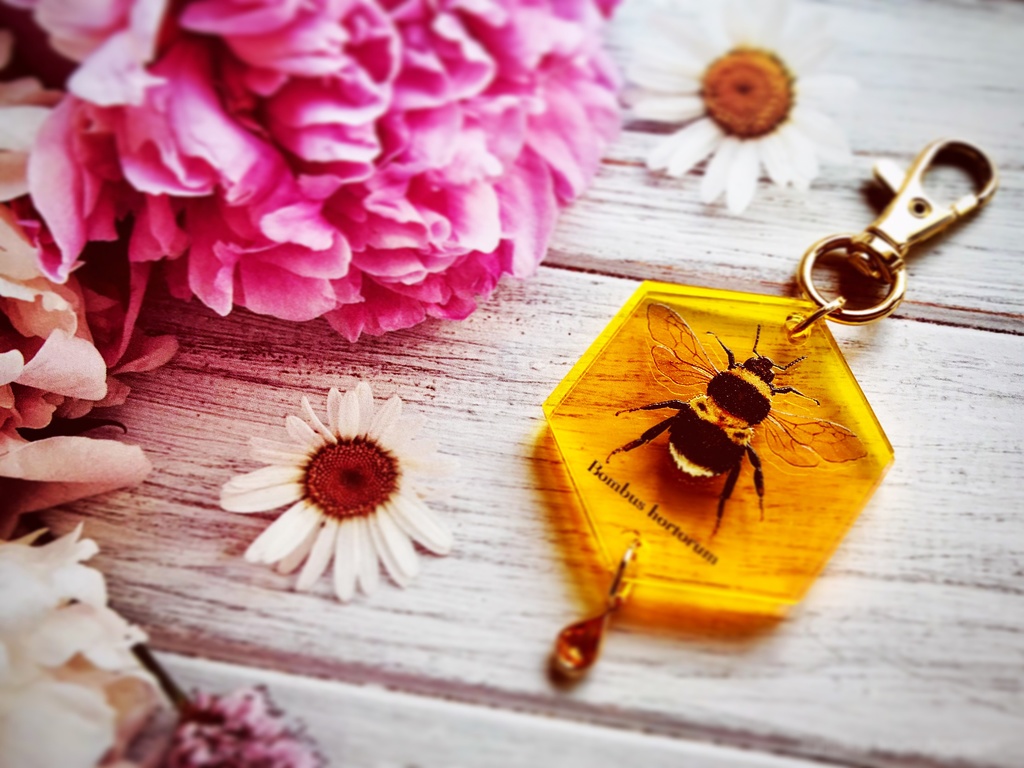 蜜蜂のハニカムアクキー