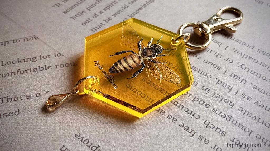 蜜蜂のハニカムアクキー