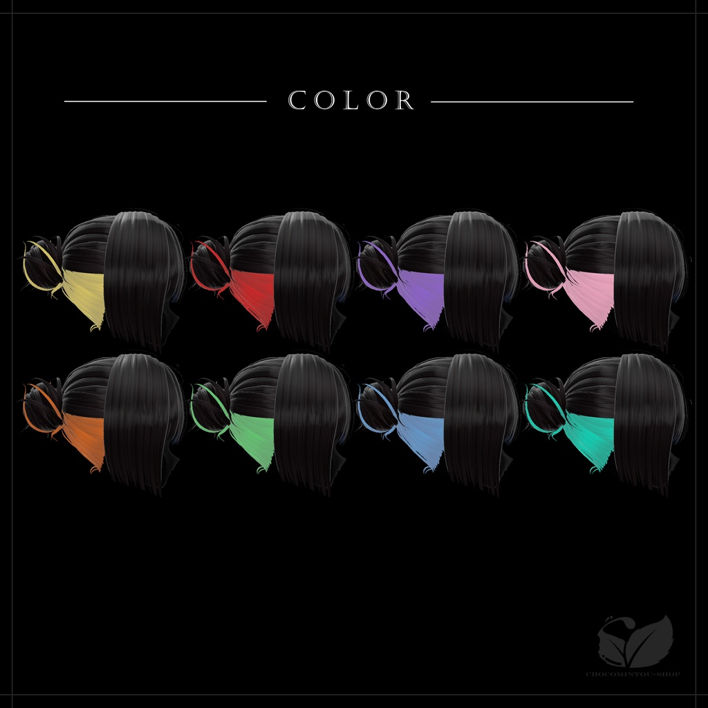 Inner Sleek Bun Hair -MENTHOL-【VRChat】