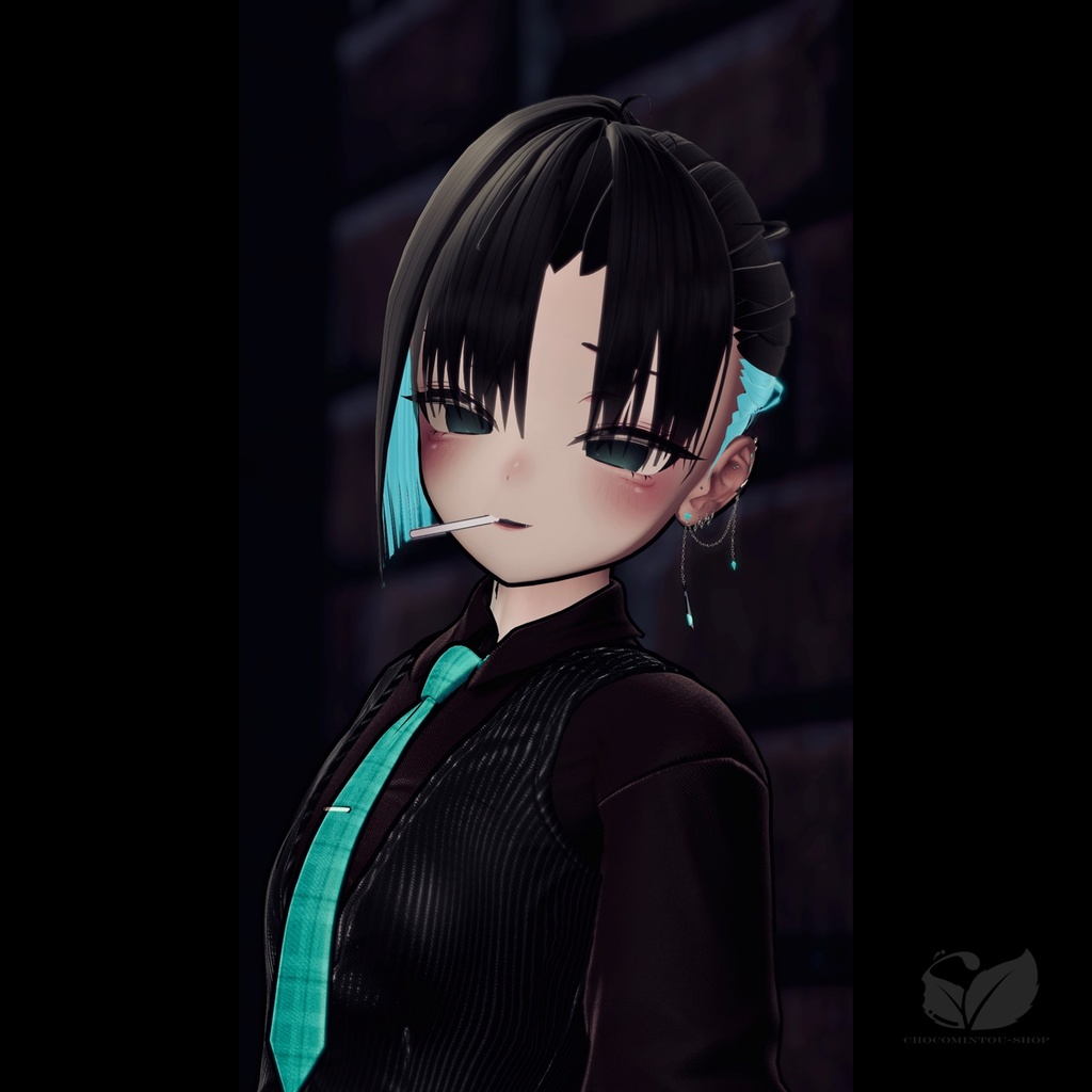 Inner Sleek Bun Hair -MENTHOL-【VRChat】