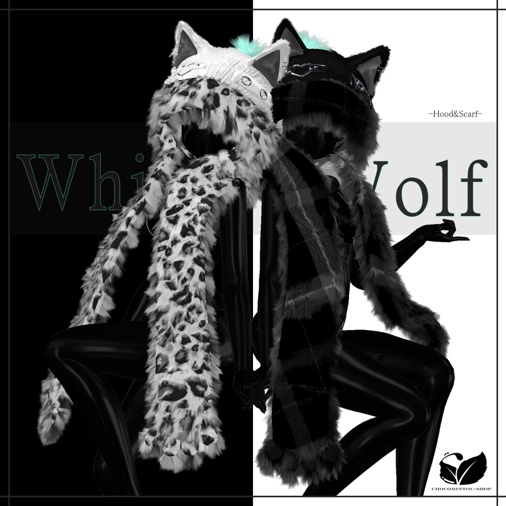 White Wolf -Hood&Scarf-【VRChat】
