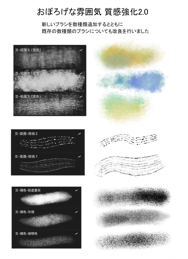 Procreateブラシ🎨おぼろげな雰囲気 質感強化22種類