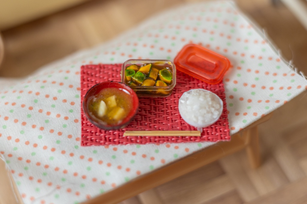 【ミニチュア】お家のかぼちゃ煮物定食