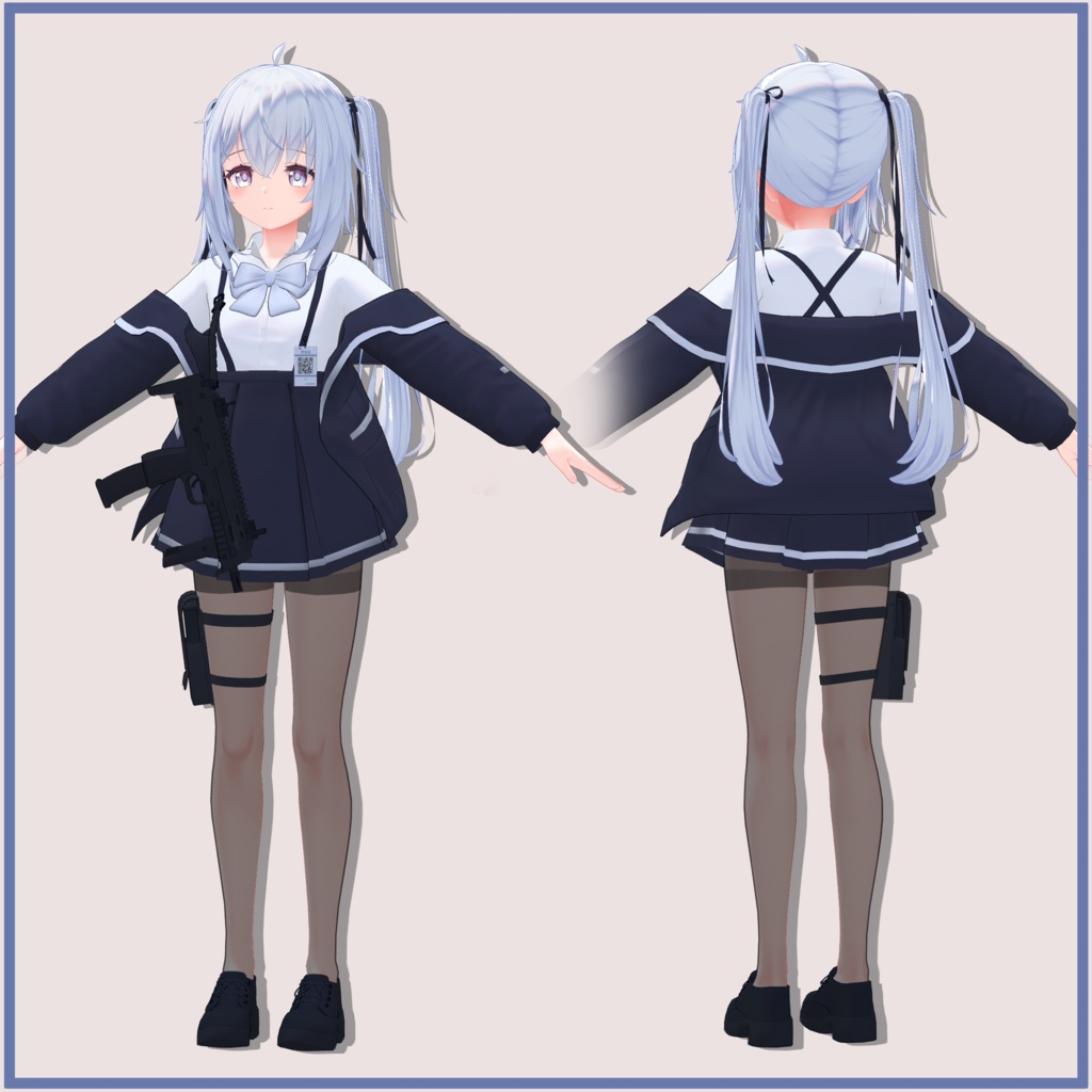 Sapphy サフィー 用、PB対応)ジャケット吊り制服 &サブマシンガン Jacket&OverallSchoolUniform &SubMachineGun