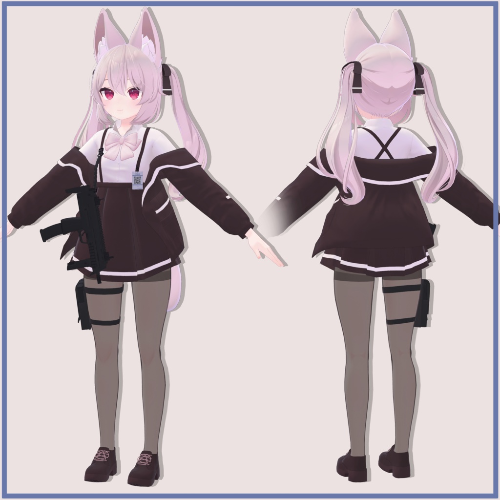 Karin カリン用、PB対応)ジャケット吊り制服 &サブマシンガン Jacket&OverallSchoolUniform &SubMachineGun