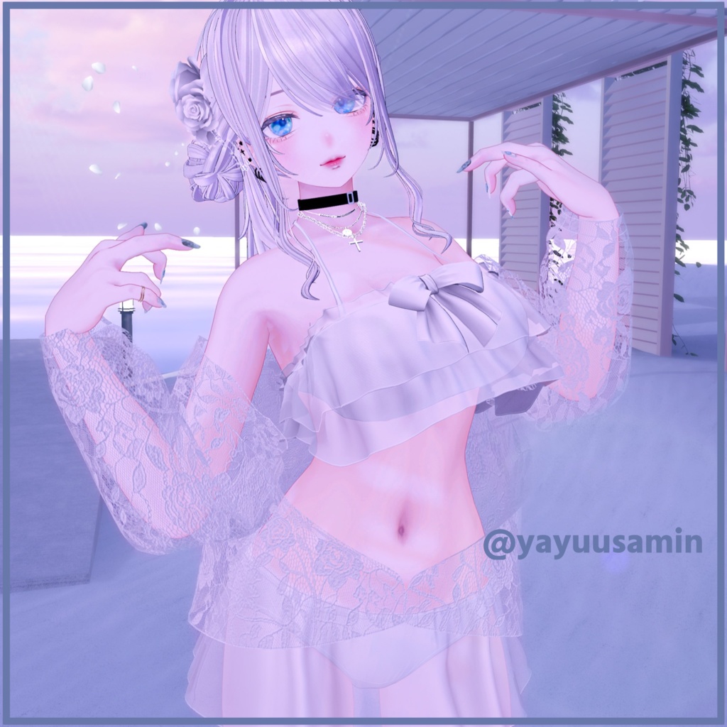 【2アバター対応】フリル水着&カーディガン FrillSwimsuit &Cardigan