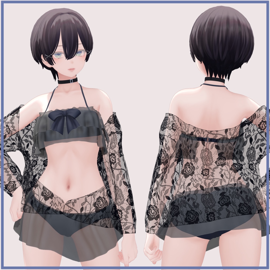 【2アバター対応】フリル水着&カーディガン FrillSwimsuit &Cardigan