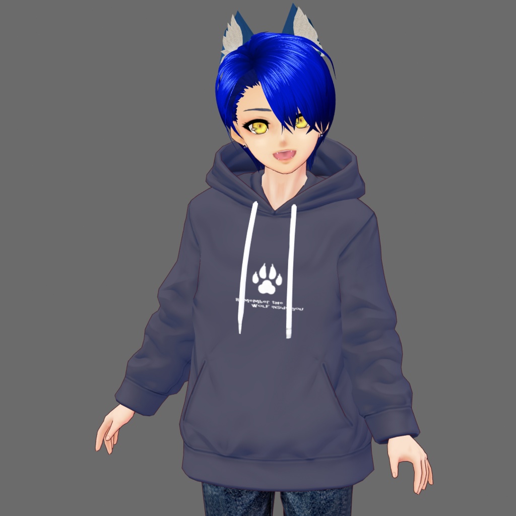 【VRoid用テクスチャ】おおかみっぽいパーカー【パーカー用】