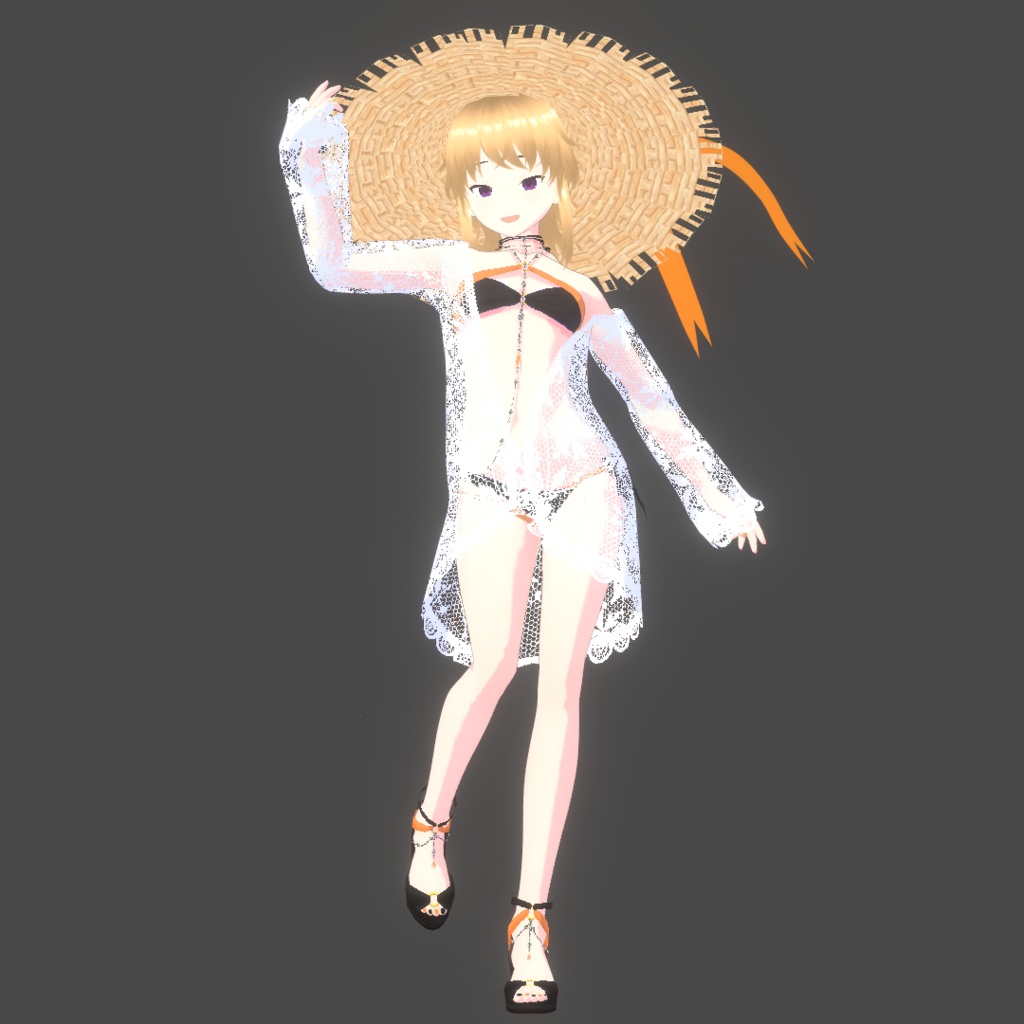 【改良版】【VRoid用衣装】水着2022 ブラック×自在カラーセット【Bell-One】