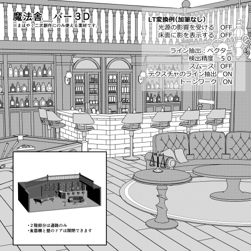 魔法舎のバー(1階)3D