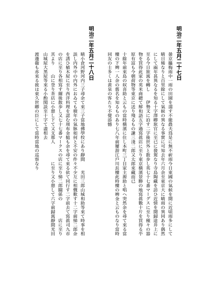 木戸孝允日記(明治二年)