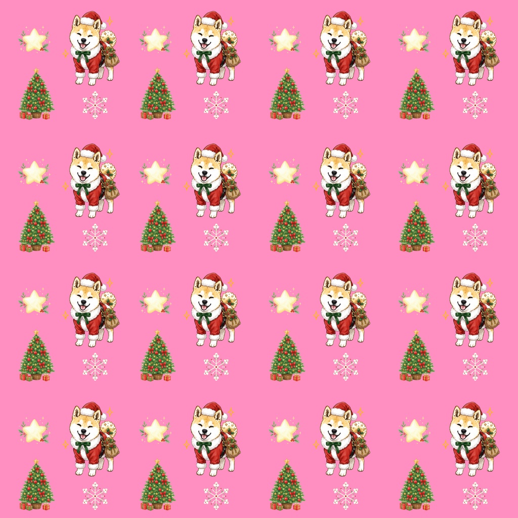 【デジタルペーパー】Christmas 赤 まめしば 犬柄『豆柴ころころシリーズ』 サンタ赤豆柴犬のクリスマス柄 4種セット