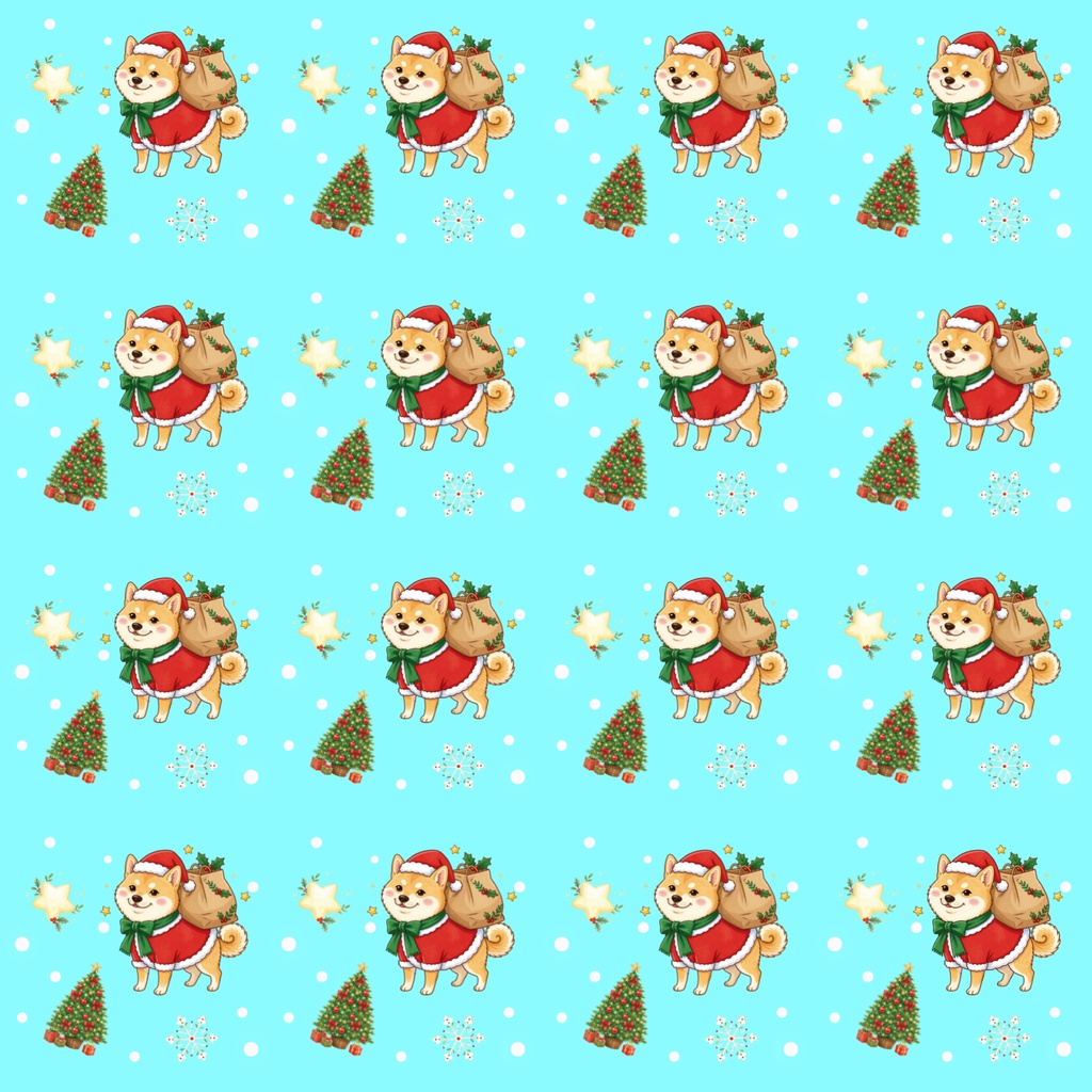 【デジタルペーパー】Christmas 赤 まめしば 犬柄『豆柴ころころシリーズ』 サンタ赤豆柴犬のクリスマス柄 4種セット
