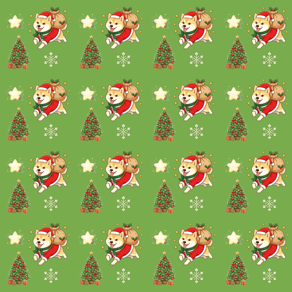 【デジタルペーパー】Christmas 赤 まめしば 犬柄『豆柴ころころシリーズ』 サンタ赤豆柴犬のクリスマス柄 4種セット