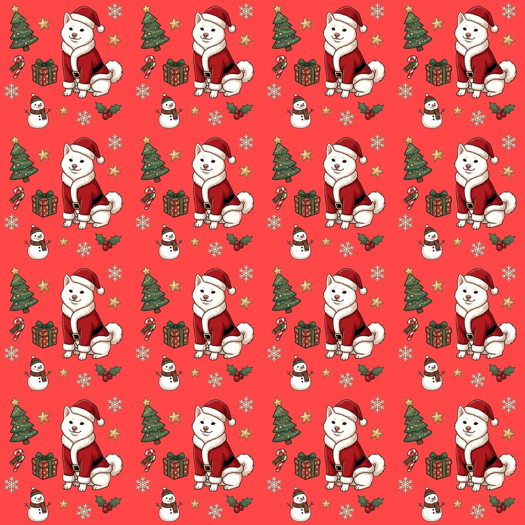 【デジタルペーパー】Christmas 白 まめしば 犬柄『豆柴ころころシリーズ』 サンタ白 豆柴犬のクリスマス柄 4種セット