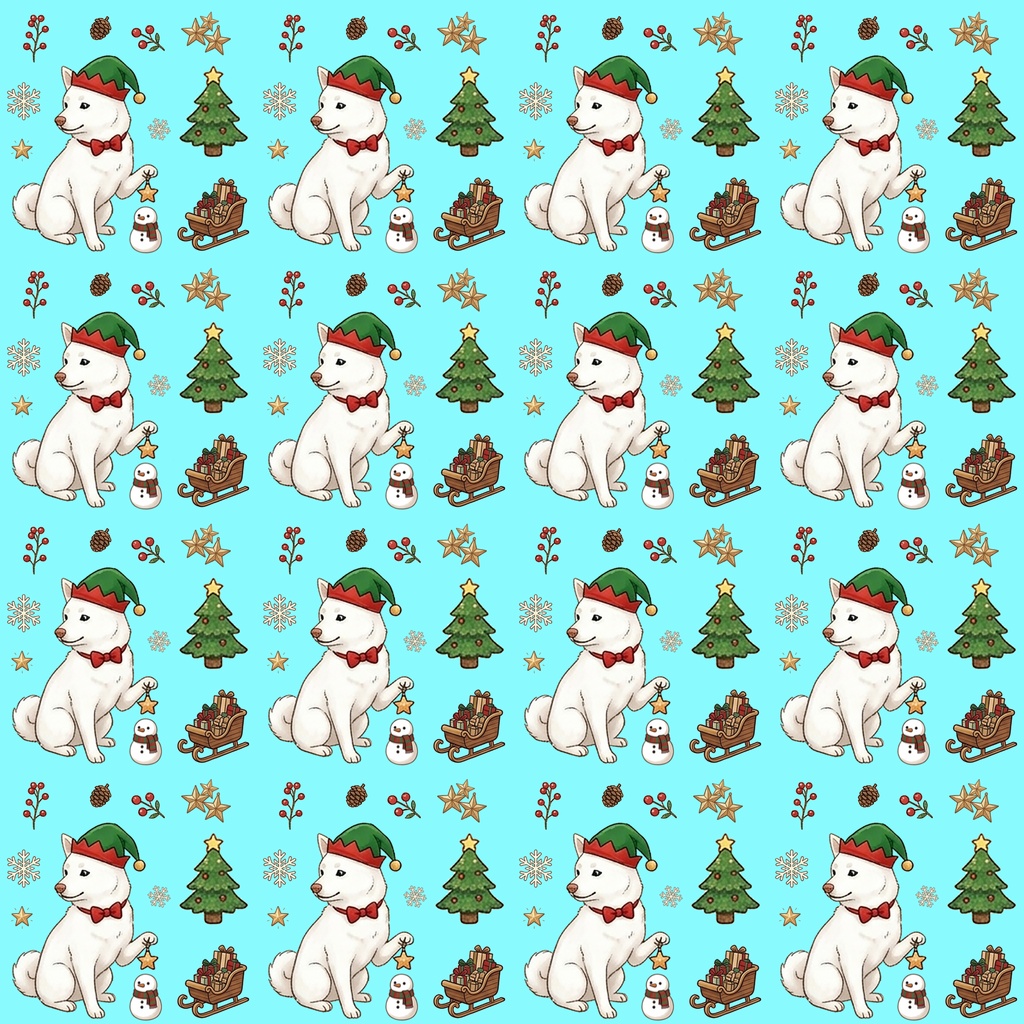 【デジタルペーパー】Christmas 白 まめしば 犬柄『豆柴ころころシリーズ』 サンタ白 豆柴犬のクリスマス柄 4種セット