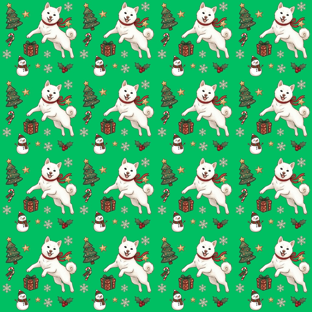 【デジタルペーパー】Christmas 白 まめしば 犬柄『豆柴ころころシリーズ』 サンタ白 豆柴犬のクリスマス柄 4種セット