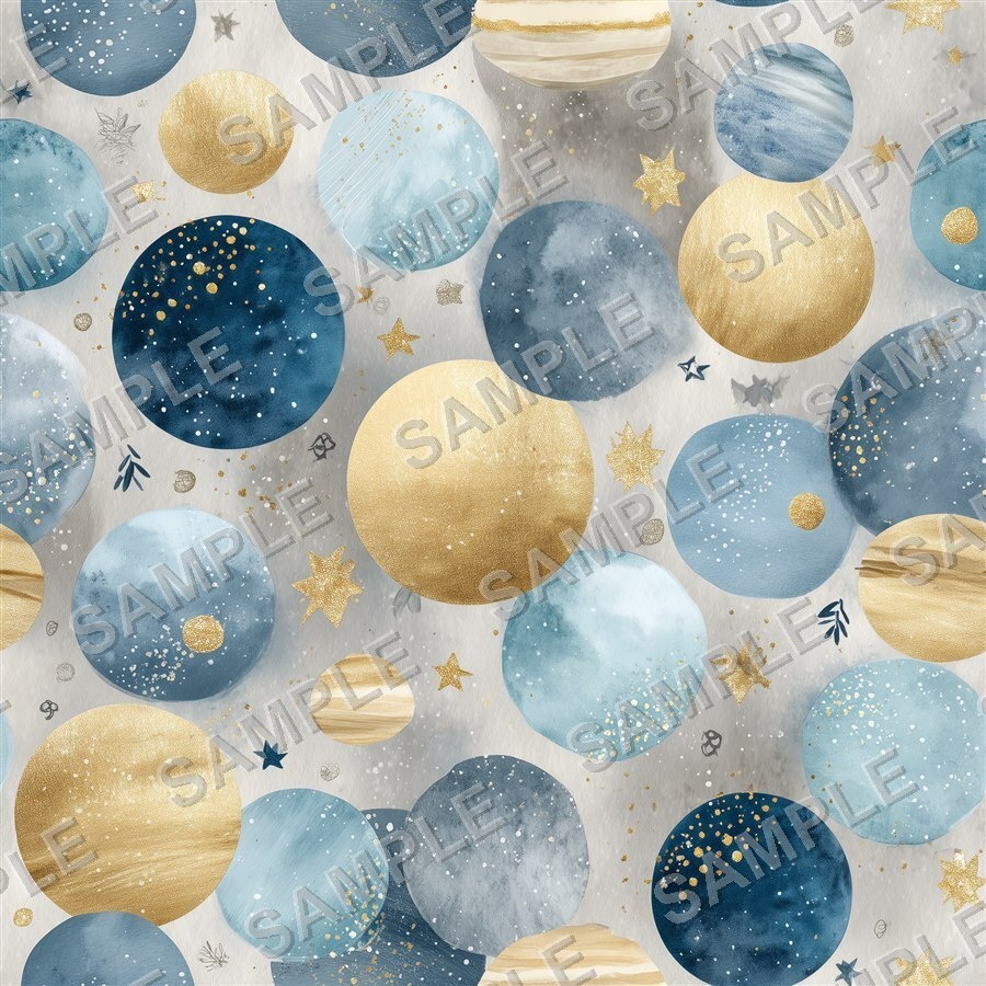 琥珀×宝石トーン 星と惑星のシームレスパターン12種|Celestial Chic Vol.2 Gilded Twilight