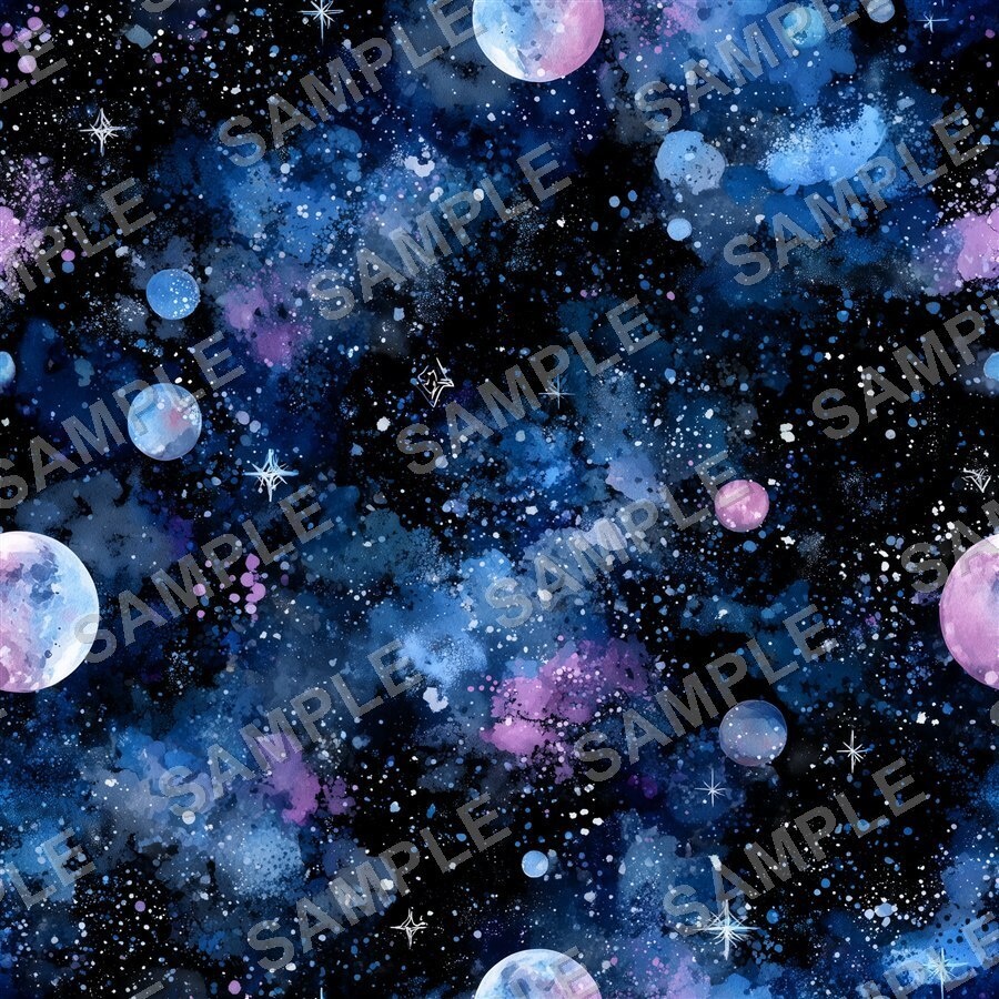 紺×紫の星雲と星座 シームレスパターン12種|Celestial Chic Vol.3 Navy Nebula