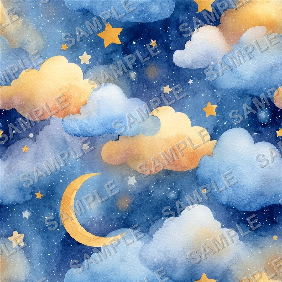 紺×紫の星雲と星座 シームレスパターン12種|Celestial Chic Vol.3 Navy Nebula