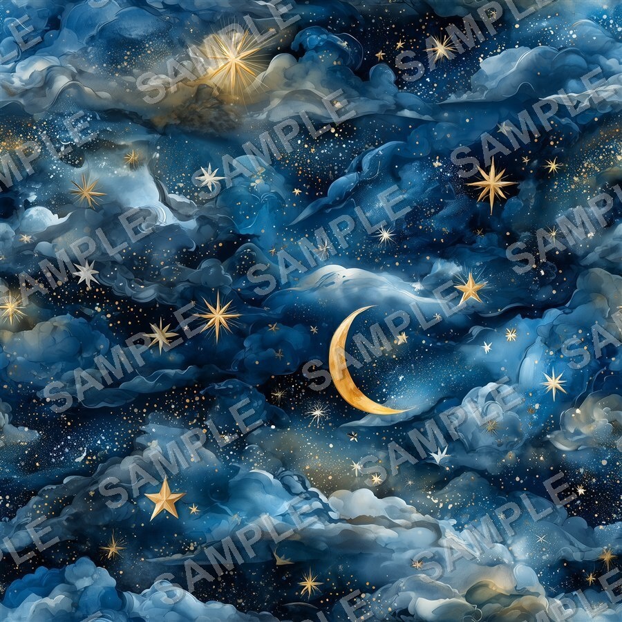 紺×紫の星雲と星座 シームレスパターン12種|Celestial Chic Vol.3 Navy Nebula