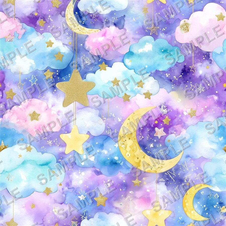 紺×紫の星雲と星座 シームレスパターン12種|Celestial Chic Vol.3 Navy Nebula